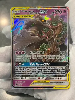Pokemon TCG Trevenant & Dusknoir GX SM217 Black Star Promo Tag Team Holo DMG - Image 3