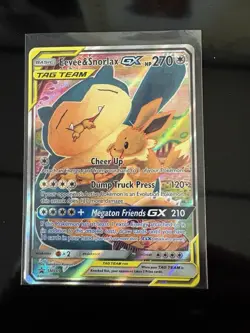 Pokemon TCG 2019 Black Star Promo #SM169 Evee& Snorlax GX Tag Team GM - Image 1