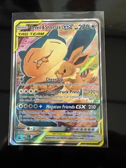 Pokemon TCG 2019 Black Star Promo #SM169 Evee& Snorlax GX Tag Team GM - Image 2
