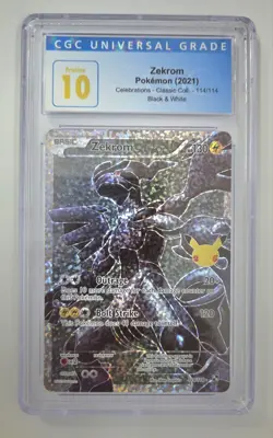 CGC 10 PRISTINE Zekrom 114/114 Celebrations Classic Collection Pokemon 2021 PSA - Image 1