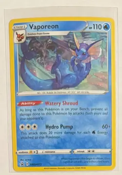 2020 Pokemon TCG Vaporeon SWSH072 Sword & Shield Black Star Promo Holo - Image 2