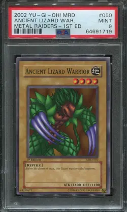 2002 Yu-Gi-Oh! Metal Raiders 1st Edition #050 Ancient Lizard Warrior psa 9 Mint - Image 1