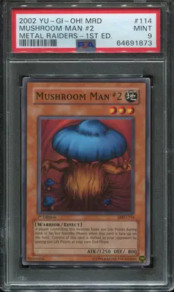 2002 Yu-Gi-Oh! Metal Raiders 1st Edition #114 Mushroom Man #2 psa 9 Mint - Image 1