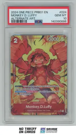 2024 One Piece PRB01 Alternate Art Monkey.D.Luffy PSA 10 #OP01-024 - Image 1
