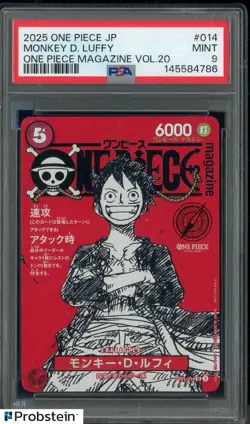 2025 ONE PIECE JPN PROMOS ONE PIECE MAGAZINE VOL.20 #014 MONKEY D. LUFFY PSA 9 - Image 1