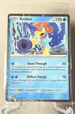 Keldeo 019/086 Chaos Rising Stamped Promo Card - Cosmos Holo - SEALED - Image 1