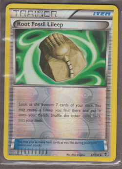 Root Fossil Lileep 87/101 Plasma Blast Reverse Holo Uncommon Pokemon TCG Card - Image 1