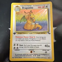 Pokemon TCG Dragonite Fossil Holo Card 4/62 1st Edition Holo Rare Free Shipping - Image 1