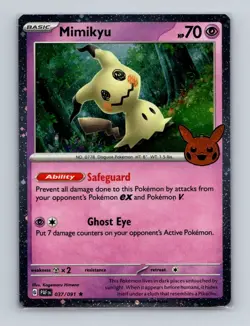 Mimikyu 037 2024 Pokemon Trick or Trade Paldean Fates Cosmos Holo Rare Card NM+c - Image 1