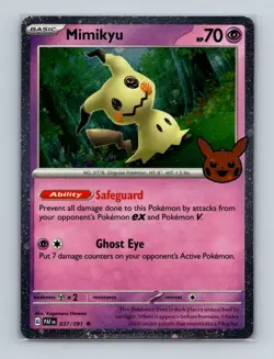 Mimikyu 037 2024 Pokemon Trick or Trade Paldean Fates Cosmos Holo Rare Card NM+e - Image 1