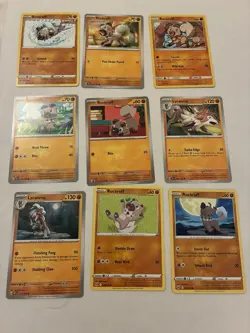 Lot Of 9 Rockruff and Lycanroc Pokemon Cards - Image 1