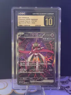 CGC PRISTINE 10 Iron Valiant ex 213/187 SAR Terastal Fest Holo Pokemon Card JPN - Image 2