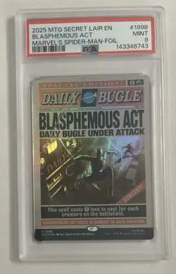 2025 Magic The Gathering Secret Lair 1998 Blasphemous Act Spider-Man-Foil PSA 9 - Image 1