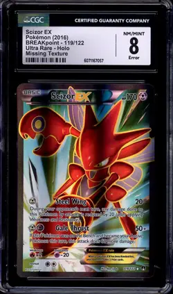 2016 Pokemon XY Breakpoint Full Art Scizor EX-Missing Texture #119 CGC 8 NM-MT - Image 1