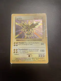 Pokemon Zapdos Base Set Shadowless Holo Rare 90 HP Basic 016/102 1999 English - Image 1