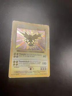Pokemon Zapdos Base Set Shadowless Holo Rare 90 HP Basic 016/102 1999 English - Image 3