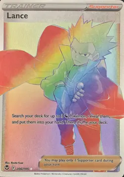 Lance 206/195 Ultra Rare Rainbow Full Art Trainer Pokemon SWSH Silver Tempest NM - Image 1