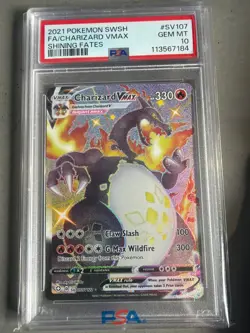 2021 POKEMON SWORD & SHIELD SHINING FATES #SV107 FULL ART/CHARIZARD VMAX PSA 10 - Image 1