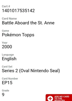Topps Battle Aboard the St. Anne TV Pokemon CGC 9 Ep15 - Image 3