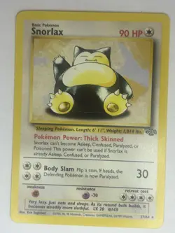 Nintendo Snorlax Jungle Rare 11/64 90 LP English Pokemon TCG 1999 Unlimited - Image 1