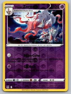 Hisuian Zoroark 076/196 Holo Rare Lost Origin Pokemon Reverse Holo Near Mint - Image 1