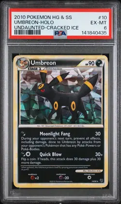 Pokemon: Umbreon #10/90 HG & SS Undaunted Cracked Ice Holo 2010 - PSA 6 - D106 - Image 1