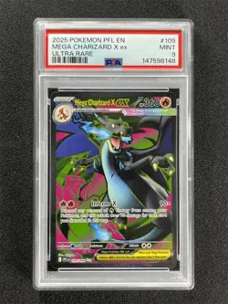 2025 Pokemon Pfl En Mega Charizard X Ex #109/094 Ultra Rare PSA 9 MINT - Image 1