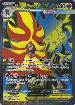 Mega Pyroar ex 099/086 Pokemon TCG: Chaos Rising Near Mint (NM) Full Art - Image 1