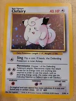 Clefairy Holo Rare 5/102 1999 Base Set Pokemon WOTC English NM - Image 1