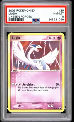 2005 POKEMON EX UNSEEN FORCES #29 LUGIA PSA 8 - Image 1