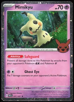 Trick or Trade BOOster 2024 Mimikyu 037/091 Rare Pokemon (Cosmos Holo) NM/M - Image 1