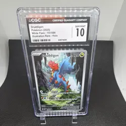 Druddigon Illustration Rare Holo CGC 10 Sv: White Flare 151/086 Pokemon 2025 - Image 1