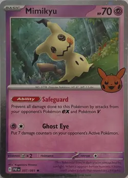 Mimikyu 037/091 Holo Holo Rare Trick or Trade BOOster 2024 Pokemon Holo NM - Image 1