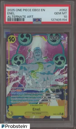 #1 2025 One Piece EB02 En Alternate Art #052 Enel PSA 10 GEM MINT - Image 1