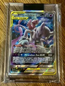 Mewtwo & Mew GX SM191 Sun & Moon Full Art Black Star Promo Holo Pokemon Card LP - Image 1