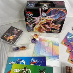 Charizard Treasure Chest w/ Stickers, Sleeves, Prismatic, Dice, Card Holder Lot - Image 3