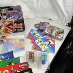 Charizard Treasure Chest w/ Stickers, Sleeves, Prismatic, Dice, Card Holder Lot - Image 4