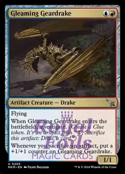 Gleaming Geardrake 4x FOIL MTG Murders at Karlov Manor MKM Uncommon MINT blu red - Image 1