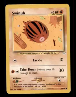 2X Pokemon Card WOTC Swinub Neo Revelation 57/64 MODERATELY PLAYED Common TCG!!! - Image 1