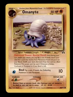 4x Pokemon Card Omanyte Neo Discovery 60/75 MODERATELY PLAYED Non-Holo Common!!! - Image 1