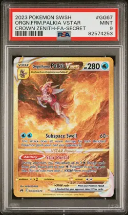 2023 Pokemon Crown Zenith Origin Forme Palkia Vstar GG67 Gold Secret Holo PSA 9 - Image 1
