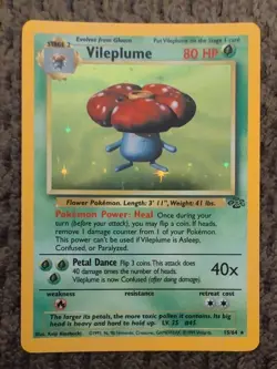 Vileplume Pokemon TCG Jungle Holo Card #15/64 Unlimited Rare - Image 1