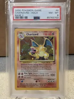 2000 POKEMON BASE 2 #4 CHARIZARD HOLO PSA 8 - Image 1