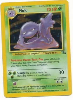 1999 POKEMON FOSSIL HOLO RARE MUK #13 NEAR MINT - Image 1