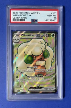 2025 Pokemon WHT EN Whimsicott ex Ultra Rare #157 PSA 10 GEM MT - Image 1