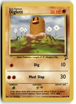 2000 Pokemon - Base Set 2 Diglett #71/130 - Image 1