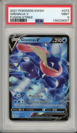 2021 Pokemon SWSH Fusion Strike Greninja V #073 PSA 9 - Image 1