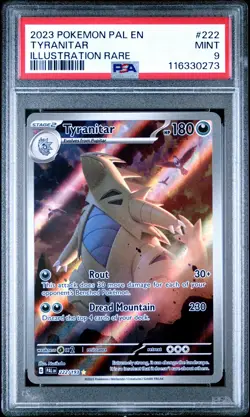 2023 Pokemon Pal Paldea Evolved Tyranitar Holo FA Illustration Rare PSA 9 #222 - Image 1