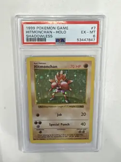 1999 Pokemon Game Hitmonchan #7 Shadowless Holo PSA 6 - Image 1