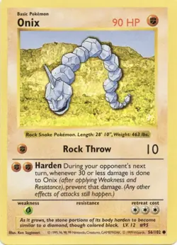 Pokemon TCG Base Set (Shadowless) #056/102 Onix VLP Card - Image 1